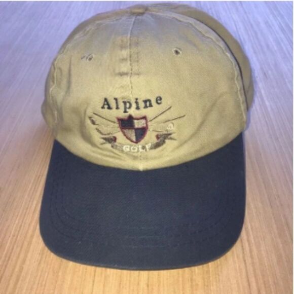 Fahrenheit Alpine Golf Tan & Navy Blue Baseball Hat - Picture 2 of 7